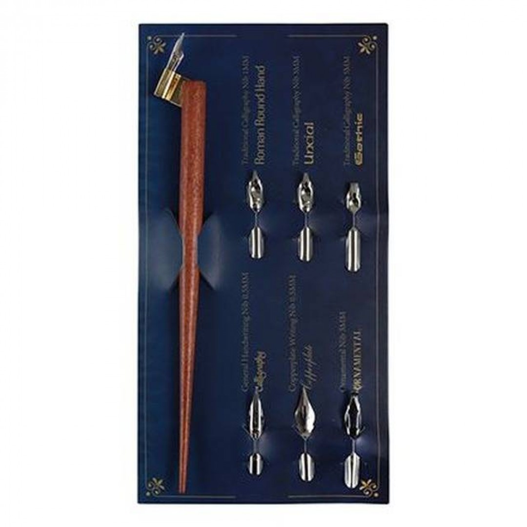 set-caligrafia-plumin-de-madera-y-7-puntas-ibi-craft